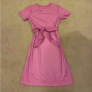 Rose Pink Midi Tie Dress